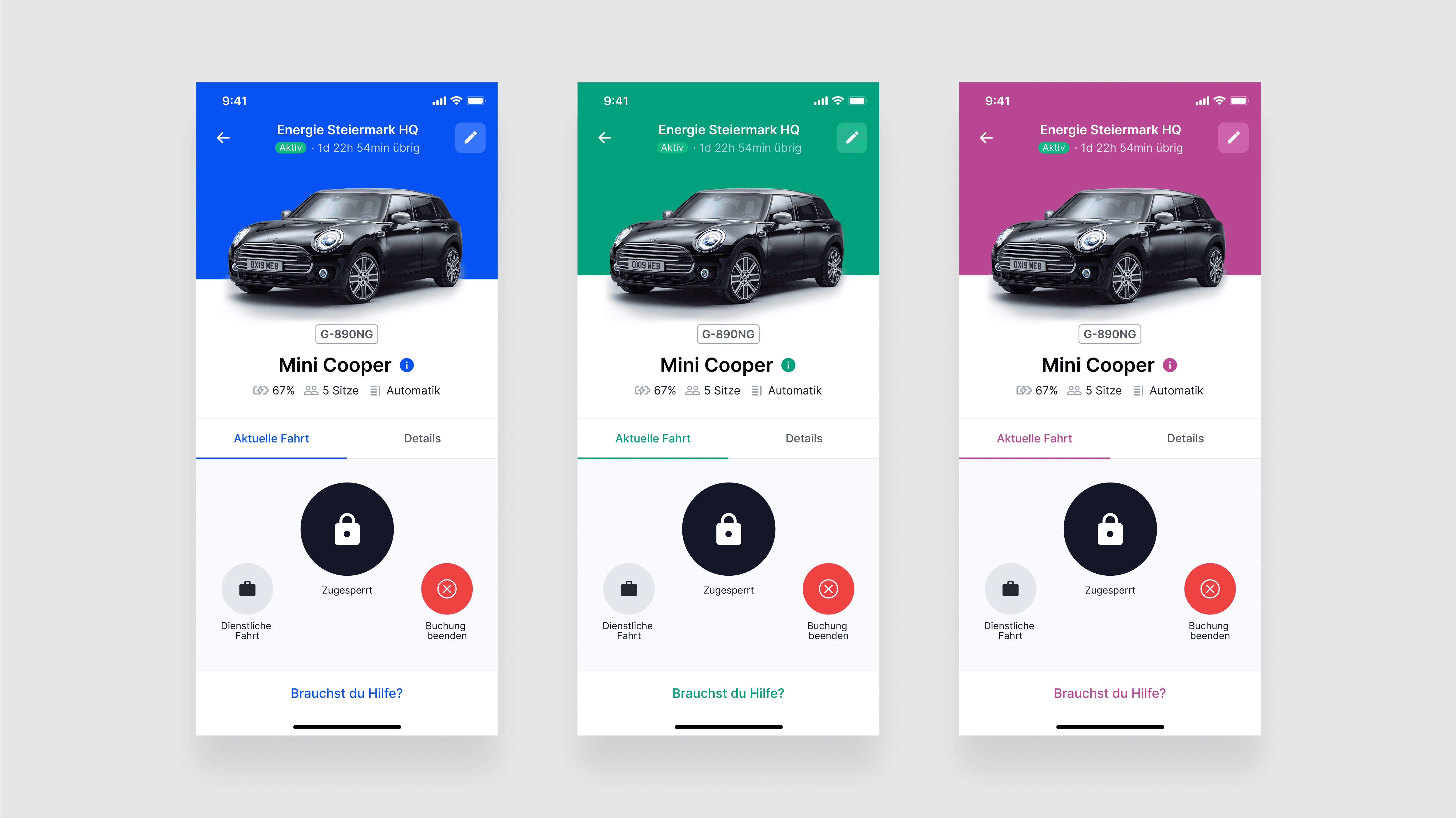 ibiola car sharing detail screens