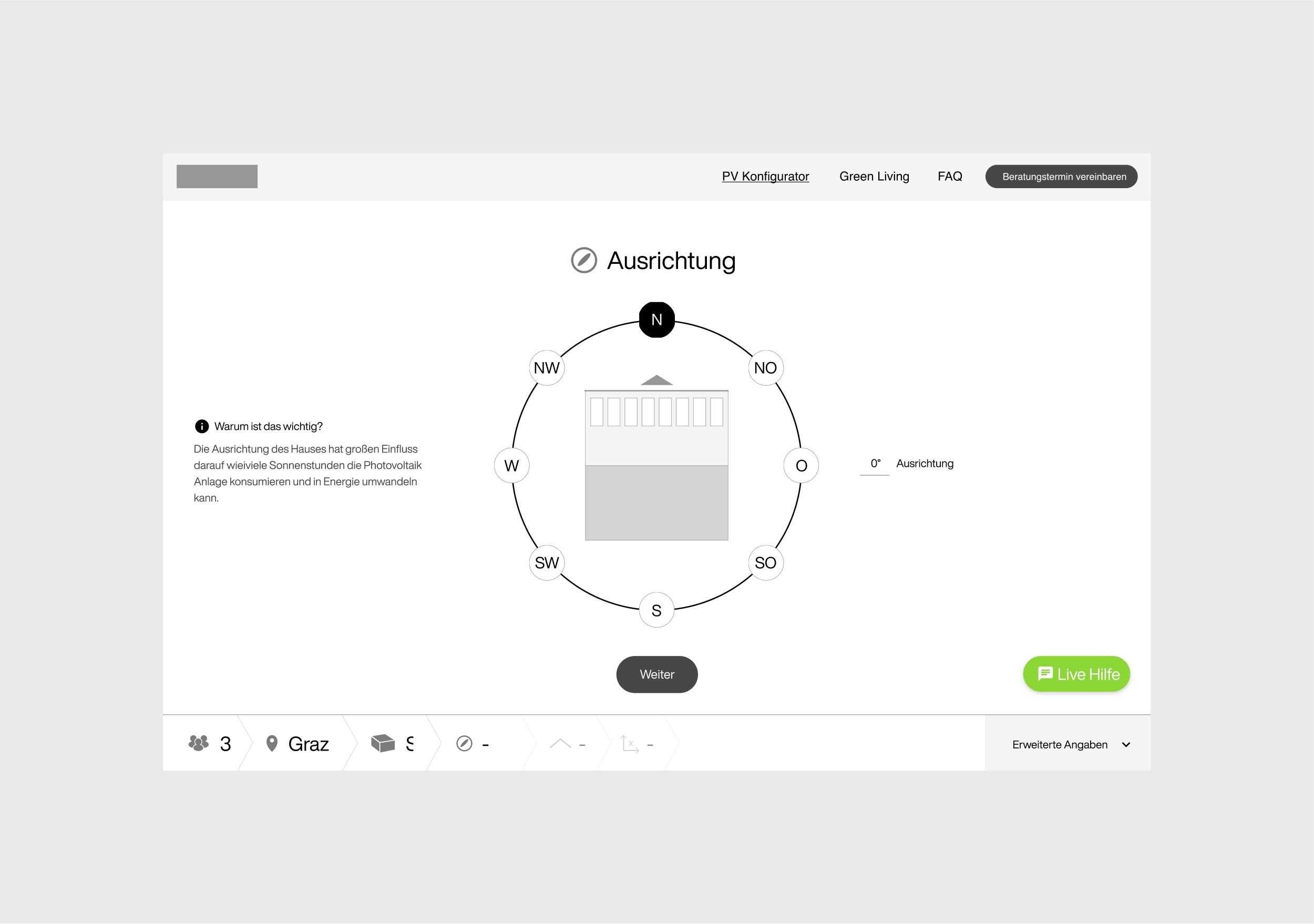 PV Planner wireframe concept