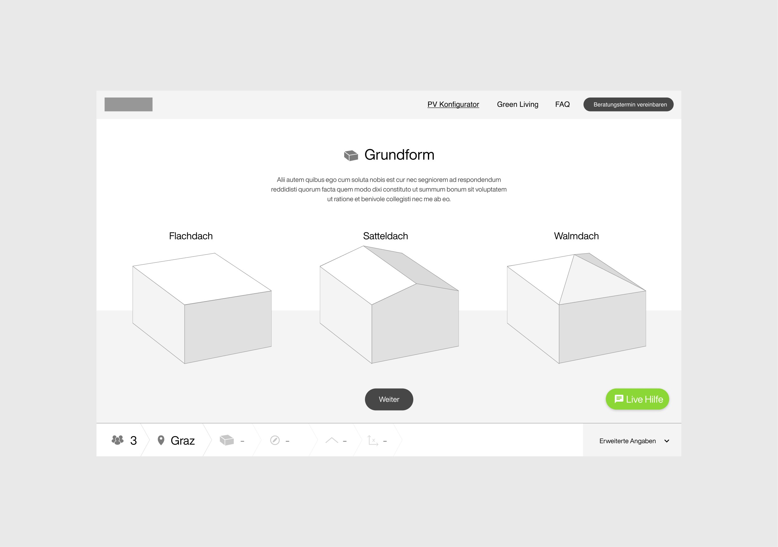 PV Planner wireframe concept
