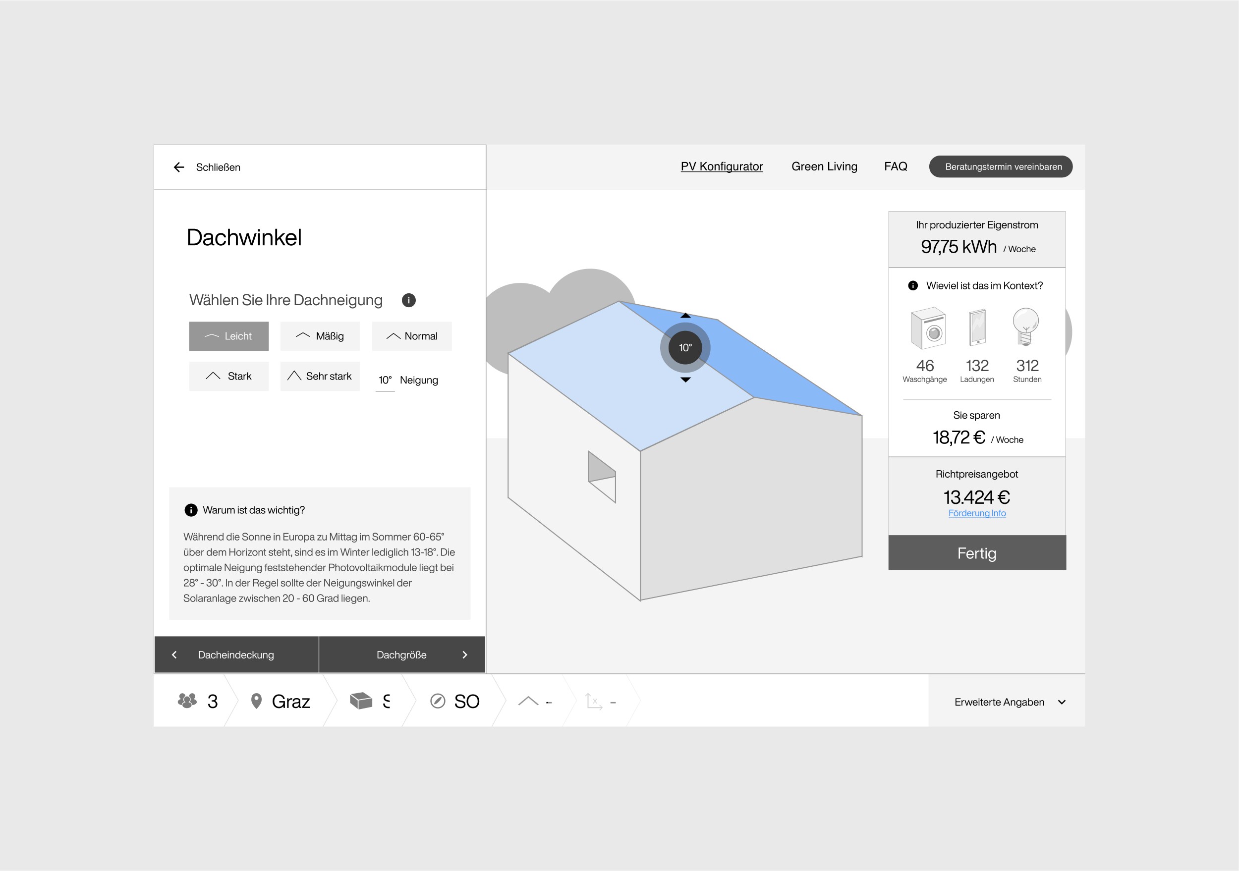 PV Planner wireframe concept