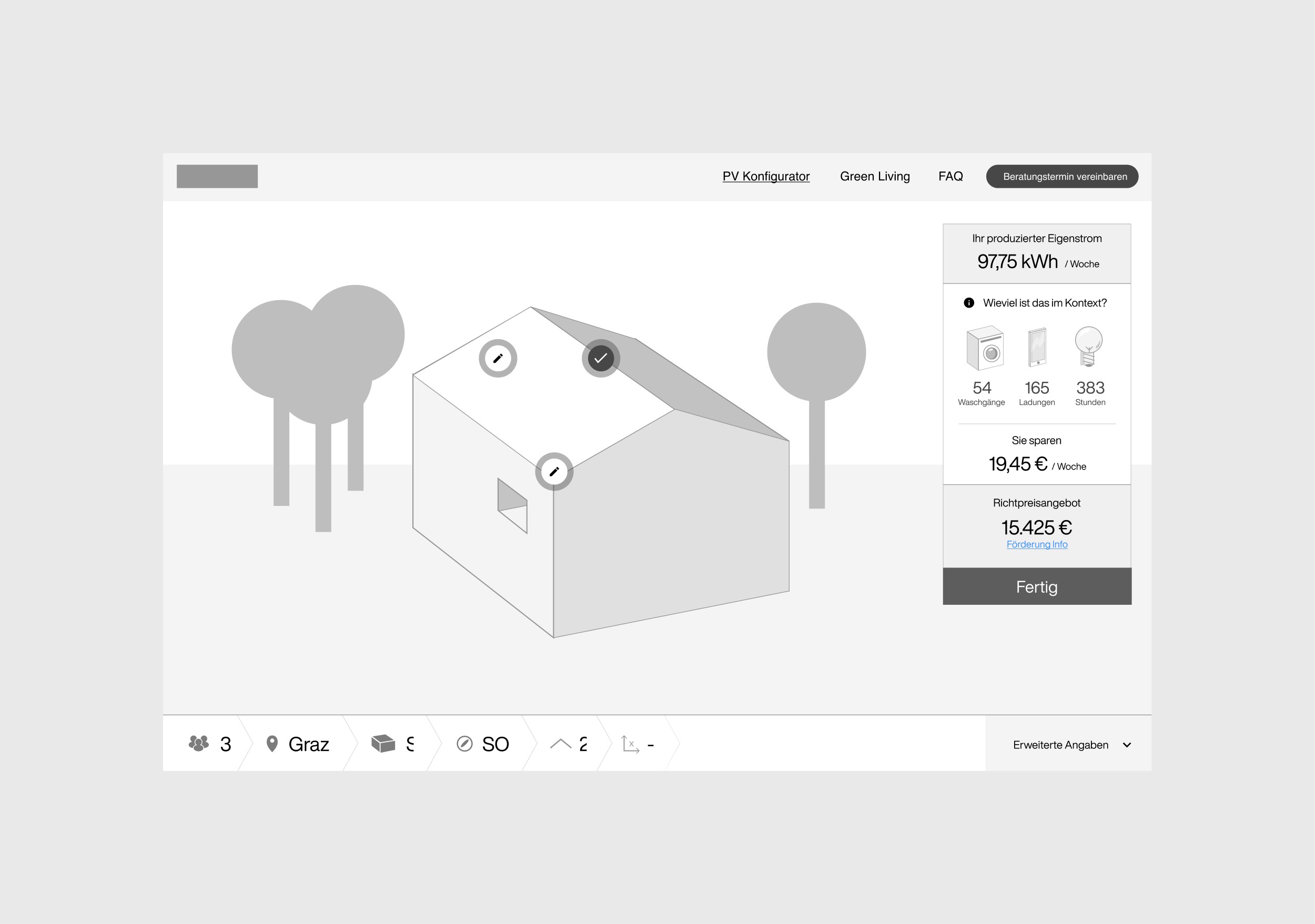 PV Planner wireframe concept